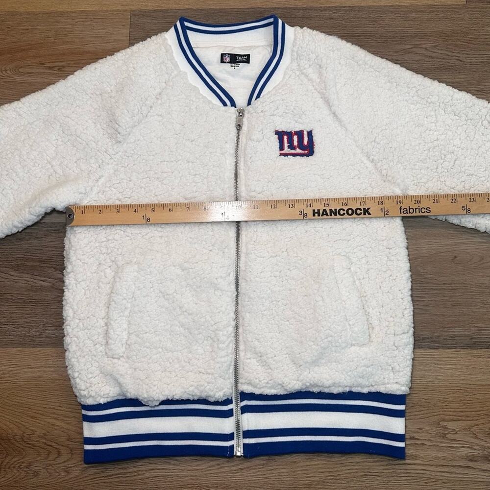 New Era New York Giants Cream Athletic Sherpa Full-Zip Bomber Jacket Women’s Med - Picture 9 of 13
